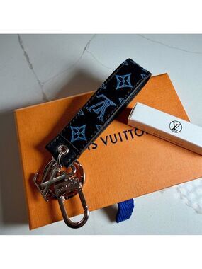 Louis Vuitton Navy Blue and Blue Monogram Strap Key Holder